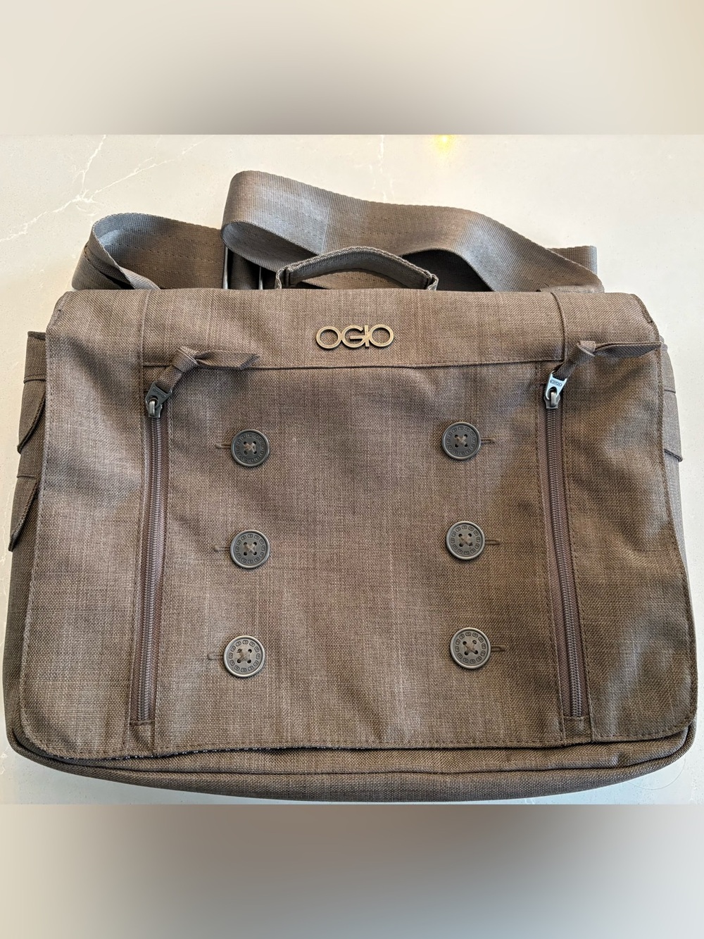 OGIO Laptop Messenger Bag with Button-Accent Front